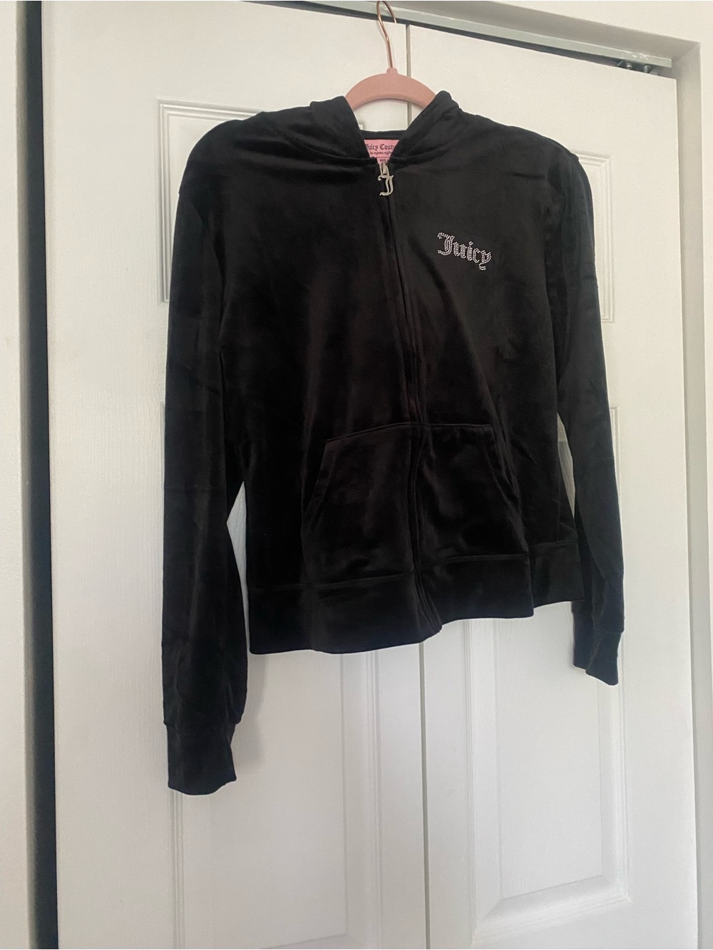 Juicy Couture Black Velour Hoodie with Embroidered Logo